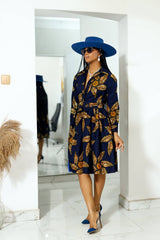 ELIZABETH AFRICAN PRINT DRESS [NAVY BLUE] - WHO'S THAT LADY BOUTIQUE